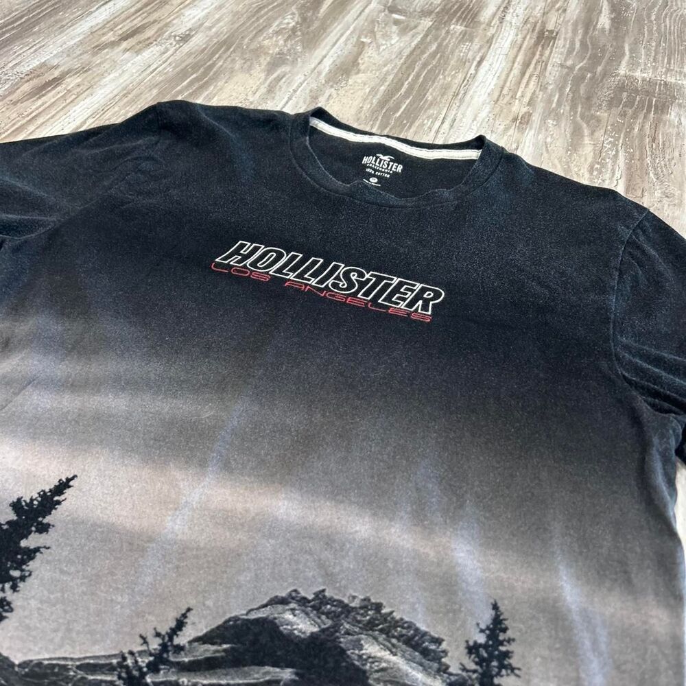Hollister Men's black y2k gorpcore surf skater ombre LA graphic tee - Picture 2 of 7